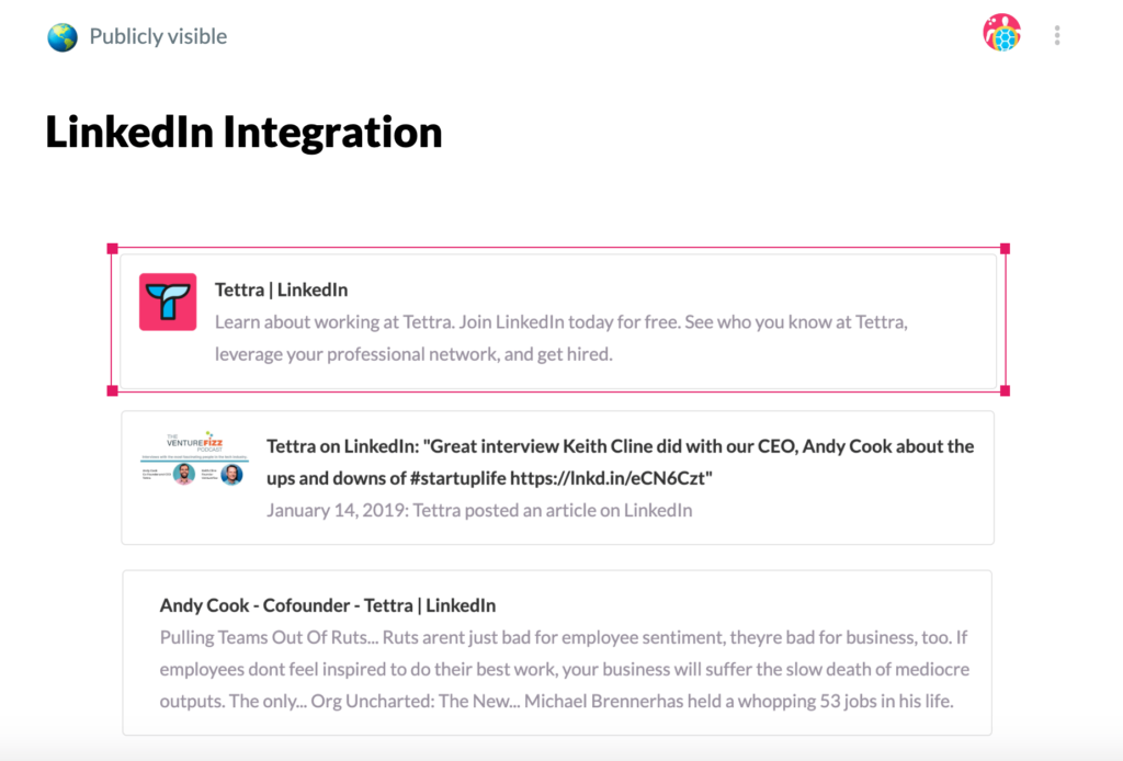 Tettra LinkedIn Integration
