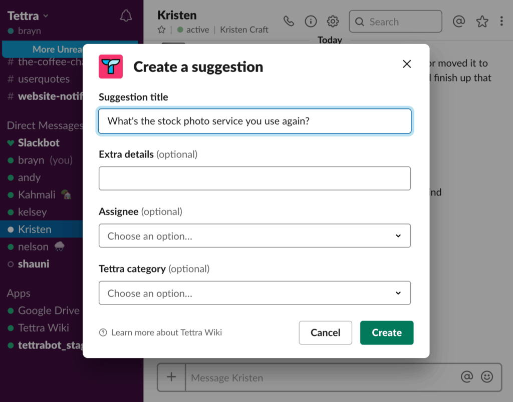 Slack Suggestion
