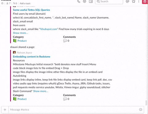 tettra slack slash command