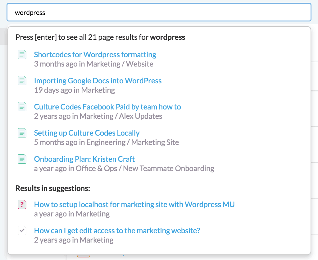 tettra screenshot of search