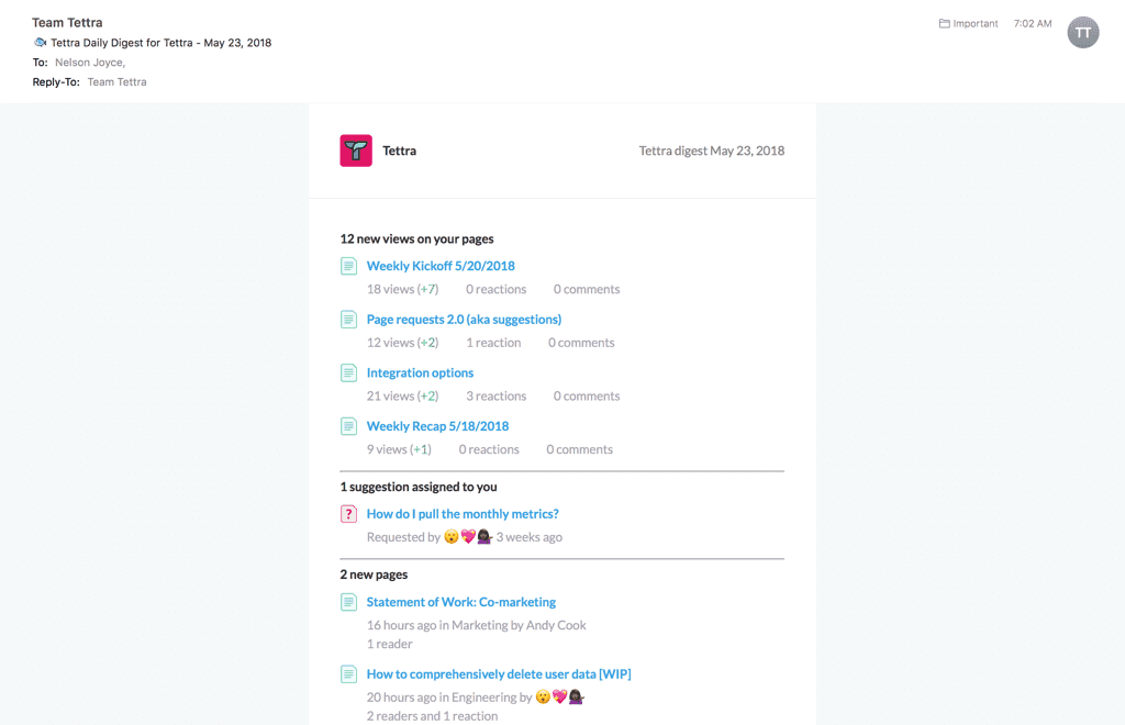 tettra analytics example