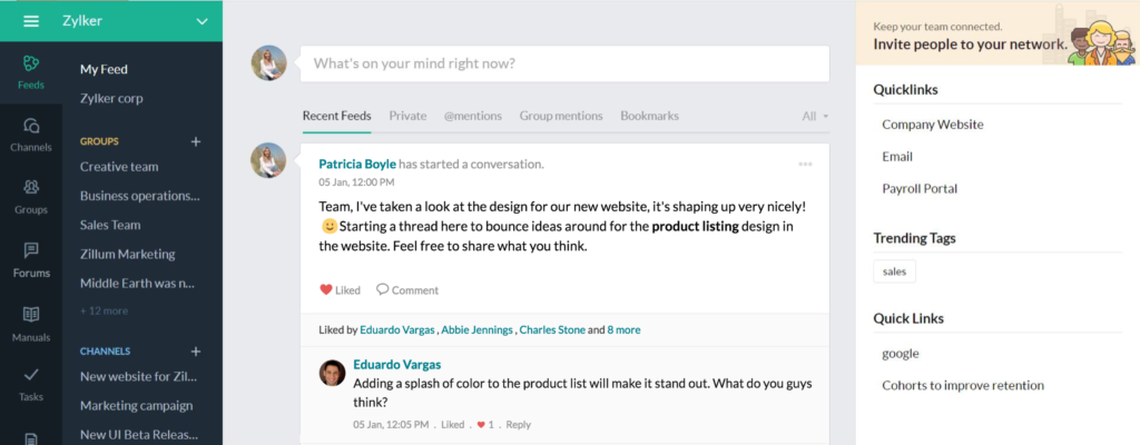 Zoho Connect - SharePoint Competitor