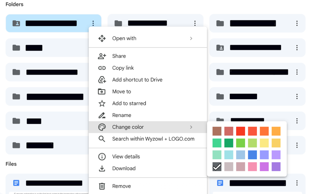 google drive color code folders