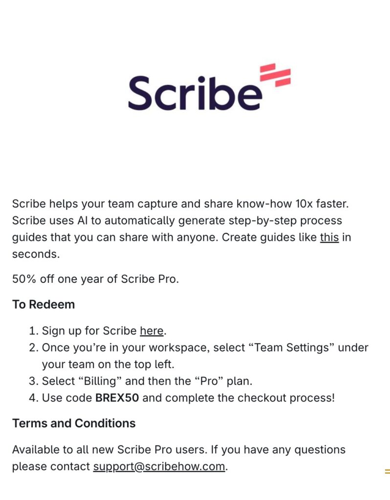 scribe coupon code - brex50